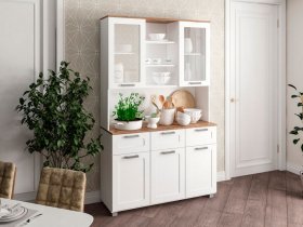 Буфет Катерини (дуб бельмунд/белое дерево) в Тогучине - toguchin.mebel-nsk.ru | фото