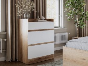 Комод 3 ящика Брауни (дуб делано/белый) в Тогучине - toguchin.mebel-nsk.ru | фото