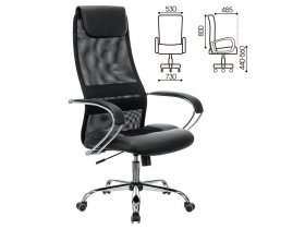 Кресло офисное BRABIX PREMIUM Stalker EX-608 CH, хром, ткань-сетка/кожзам, черное в Тогучине - toguchin.mebel-nsk.ru | фото