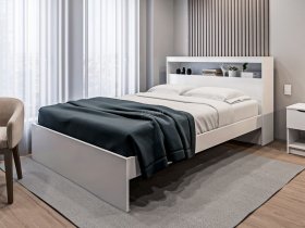 Кровать двуспальная 1,6м Бруклин СБ-3356 (белый) в Тогучине - toguchin.mebel-nsk.ru | фото