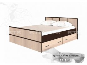 Кровать двуспальная с ящиками 1,4м Сакура (BTS) в Тогучине - toguchin.mebel-nsk.ru | фото
