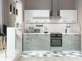 Кухонный гарнитур Дуся 2,0 м (белый глянец/цемент) в Тогучине - toguchin.mebel-nsk.ru | фото