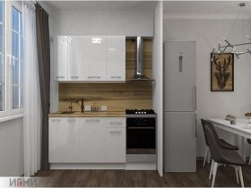 Кухонный гарнитур МДФ Выгодно и точка 1,5 м (белый глянец) в Тогучине - toguchin.mebel-nsk.ru | фото