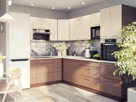 Модульная кухня Классика (ваниль/шоколад) в Тогучине - toguchin.mebel-nsk.ru | фото