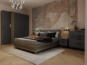 Модульная спальня Борнео (джара темная/хангва) в Тогучине - toguchin.mebel-nsk.ru | фото