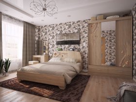 Модульная спальня Виктория-1 (дуб сонома) в Тогучине - toguchin.mebel-nsk.ru | фото
