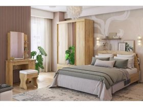 Модульная спальня Виктория-1 (дуб крафт золотой) в Тогучине - toguchin.mebel-nsk.ru | фото