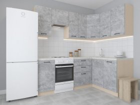 Модульная угловая кухня 1,4м*2,1м Лада (цемент) в Тогучине - toguchin.mebel-nsk.ru | фото