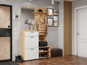 Прихожая Монтана (дуб крафт золотой/белый) в Тогучине - toguchin.mebel-nsk.ru | фото