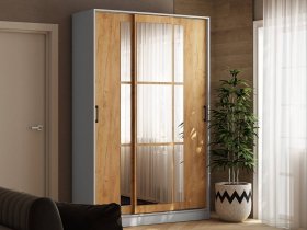Шкаф-купе 1,4м «Стиль-2» (белый/дуб крафт золотой) в Тогучине - toguchin.mebel-nsk.ru | фото
