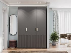 Шкаф трехстворчатый Эккервуд (Нью) (графит) в Тогучине - toguchin.mebel-nsk.ru | фото