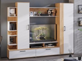 Стенка «Дакота» (дуб крафт золотой/белый ясень) в Тогучине - toguchin.mebel-nsk.ru | фото