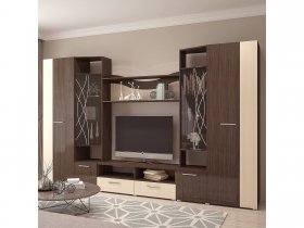 Стенка Гамма (дуб венге/дуб молочный) в Тогучине - toguchin.mebel-nsk.ru | фото