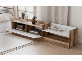 Тумба под ТВ Брауни (дуб делано/белый) в Тогучине - toguchin.mebel-nsk.ru | фото