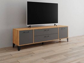 Тумба под ТВ Парус-13 (дуб крафт золотой/графит серый) в Тогучине - toguchin.mebel-nsk.ru | фото